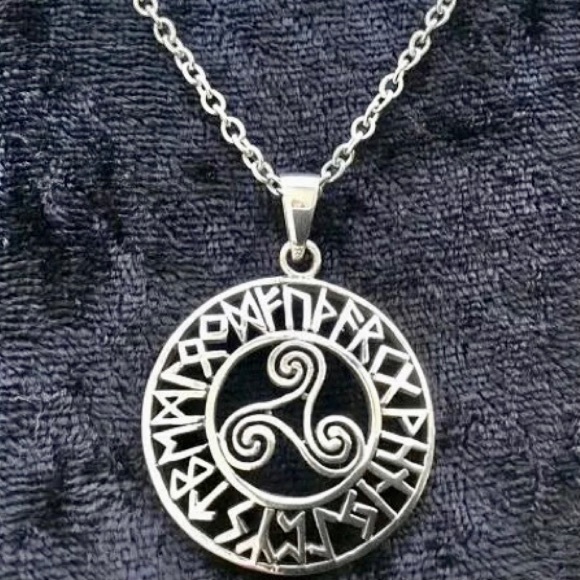 Triskele Triple Spiral with Runes Pendant Celtic - Picture 1 of 1